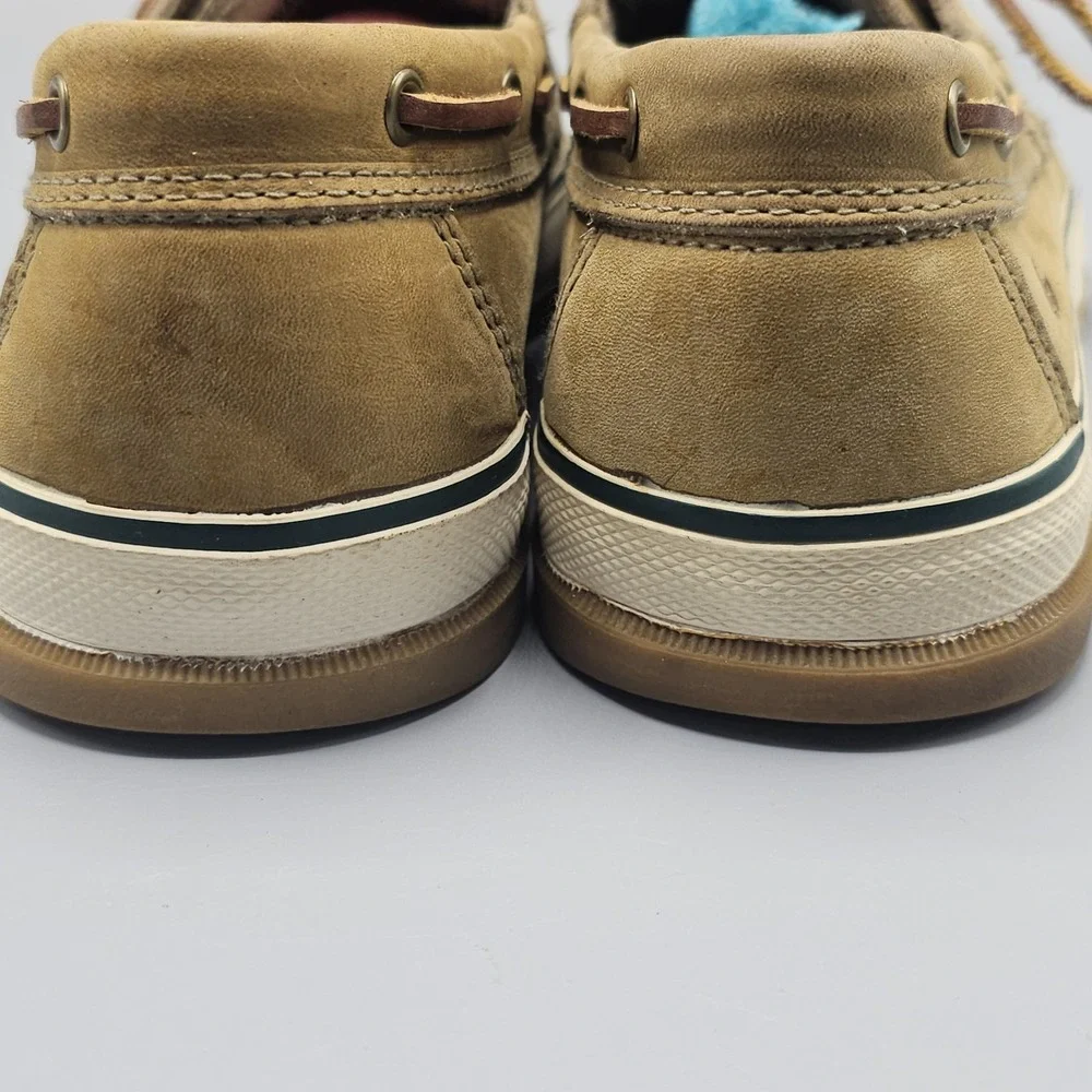 GH Bass Leather Lace Up 2 Eye Boat Shoes Casual Beige Moc Toe Preppy Men's 9 M